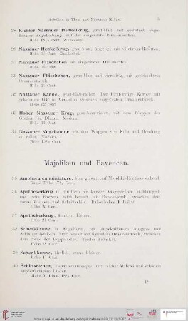 Majoliken und Fayencen (Nr. 35-87)