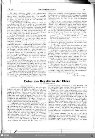 Ueber das Regulieren der Uhren
