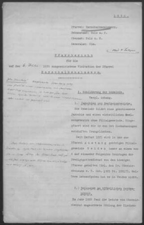 Marschalkenzimmern: Pfarrbericht 1930