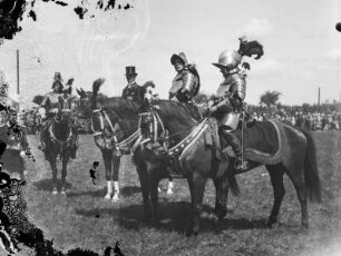 Ritterspiele in der Harzregion (vielleicht auch Teil einer Historiendarstellung oder eines Festzuges)