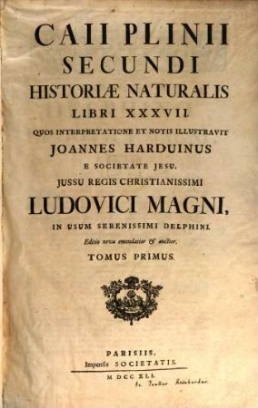 Caii Plinii Secundi Historiæ Naturalis Libri XXXVII., 1