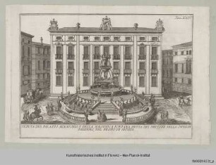 Vedute des Palazzo Senatorio, auch Palazzo del Municipio genannt, und der Fontana Pretoria in Palermo