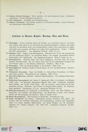 Arbeiten in Bronze, Kupfer, Messing, Zinn und Eisen (Nr. 715-786)