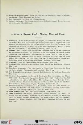 Arbeiten in Bronze, Kupfer, Messing, Zinn und Eisen (Nr. 715-786)