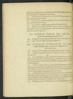 De Officiis Superiorum In Hoc Regimine & praecipue de officio Magistri rei armamentariae.
