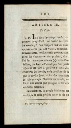Articul III. De l'Air.