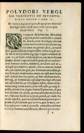 Polydori Vergilii Urbinatis De Inventoribus Rerum Liber II.