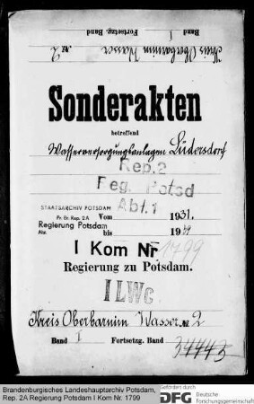 Wasserversorgungsanlagen in Lüdersdorf, Kr. Oberbarnim
