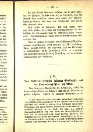 § 14. Das Austreten persönlich haftender Gesellschafter aus der Kommanditgesellschaft auf Aktien.