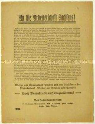 Erklärung der sächsischen Regierung zur Verhängung des Belagerungszustandes