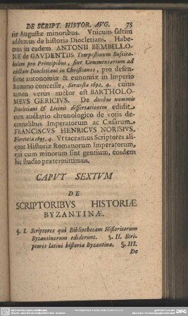 Caput Sextum De Scriptoribus Historiae Byzantinae