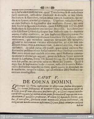 Caput V. De Coena Domini