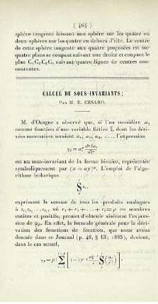 Calcul de sous-invariants.