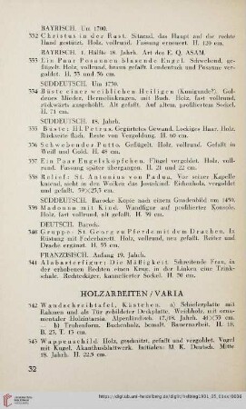 Holzarbeiten, Varia (Nr. 342-363)