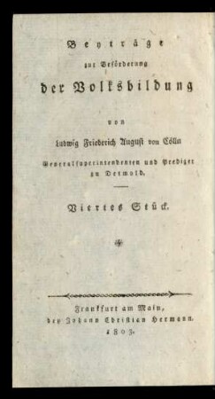 St. 4: Beiträge zur Beförderung der Volksbildung