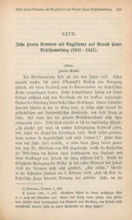 325-348 John Henry Newman als Anglikaner auf Grund seiner Briefsammlung (1801-1845) : II.
