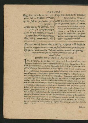 Josephus Scaliger, epistola CCCCXXXIV.
