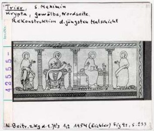Trier, St. Maximin, Krypta: Gewölbe, Nordseite, Rekonstruktion der jüngsten Malschicht