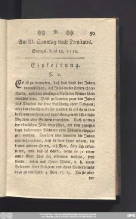 Am III. Sonntag nach Trinitatis. Evangel. Lucä 15, 1 - 10.