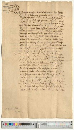 Abschrift des Rentebriefs von Bürgermeister Vincent Moller.