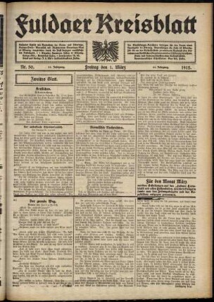 Zweite Ausgabe vom Freitag, den 01. März 1912.