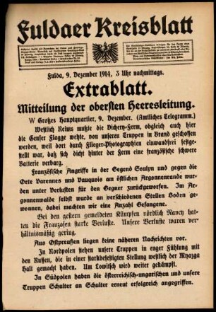 Zweite Ausgabe vom Mittwoch, den 09. Dezember 1914.