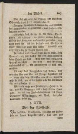 §. XVII. Von der Apothecke.
