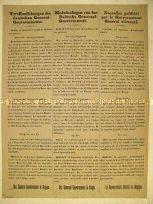 Maueranschlag zur Bekanntmachung der Kriegssituation an der Ostfront, in Italien und zur See (dreisprachig)