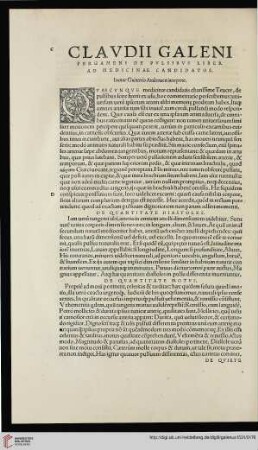 Galenus, De pulsibus, ad medicinae candidatos liber