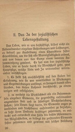 II. Das Ja der sozialistischen Lebensgestaltung