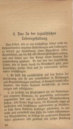 II. Das Ja der sozialistischen Lebensgestaltung