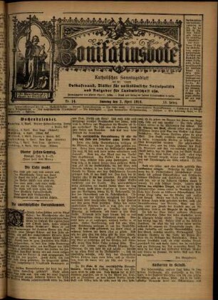 Erste Ausgabe vom Sonntag, den 02. April 1916.