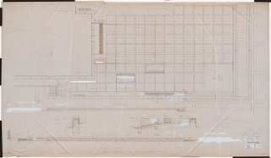 Technische Universität Berlin Architekturgebäude, Außenanlagen: Vorplatz mit Ernst-Reuter-Denkmal Stufen und Plattenverlegung Grundriss 1:50, Mauern 5 Ansichten 1:50 und 3 Schnitte 1:20