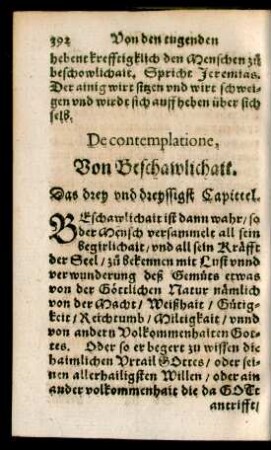 De contemplatione, Von Beschawlichait. Das drey und dreyssigst Capittel.