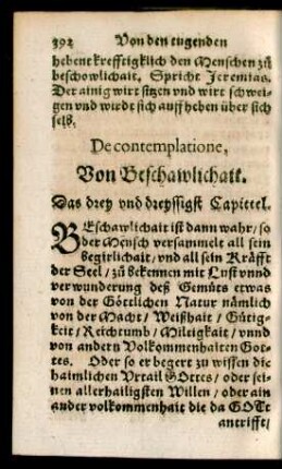 De contemplatione, Von Beschawlichait. Das drey und dreyssigst Capittel.