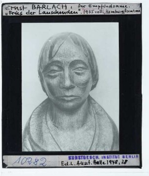 Barlach, Der Empfindsame (aus d. Fries der Lauschenden) (Holz, Laur II 585) (Hamburg EBH P 1935/001),Barlach, Fries der Lauschenden (Figurengruppe) (Hamburg EBH) : Detail, Kopf