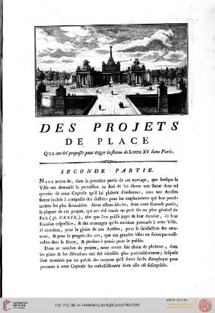Des projets de place qui omt été proposés pour ériger la statue de Louis XV. dans Paris