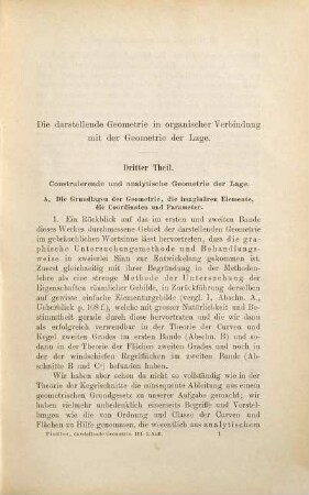Die darstellende Geometrie in organischer Verbindung mit der Geometrie der Lage, 3