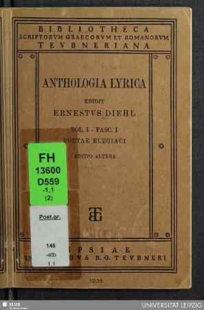 Fasc. 1 : Vol. I: Poetae elegiaci