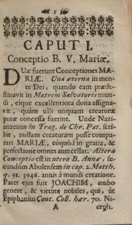 Caput I. Conceptio B. V. Mariæ.