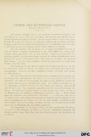 8: Gemme des Künstlers Skopas : Nachtrag zu Jahrbuch IV, S. 72