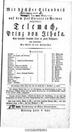 Telemach, Prinz von Ithaka