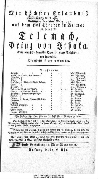 Telemach, Prinz von Ithaka