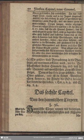 Das sechste Capitel. Von den himmlischen Cörpern