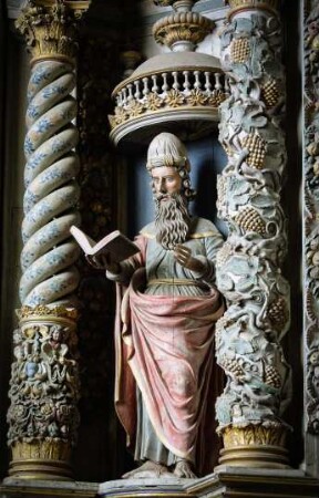 Frankreich. Bretagne. Finistere. Locronon. Eglise Saint Ronan. Heiligen Statue