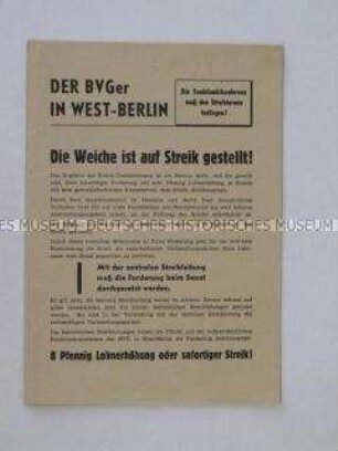 Propagandaschrift des FDGB zum Arbeitskampf bei der BVG in West-Berlin 1952