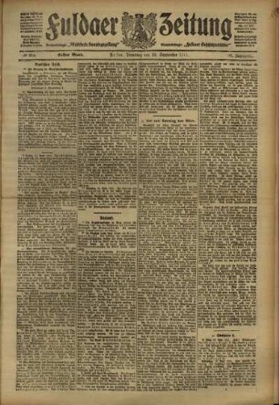 Erste Ausgabe vom Dienstag, den 19. September 1911.