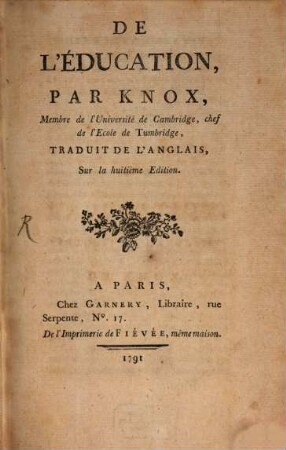 De l'éducation