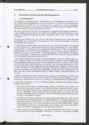 C Schulische Umsetzung des Bildungsplanes