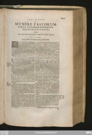 Pars Tertia, De Munere Pastorum Circa Quasdam Regiminis Ecclesiastici Partes, Etiam Cum Magistratus Christiani Sunt.